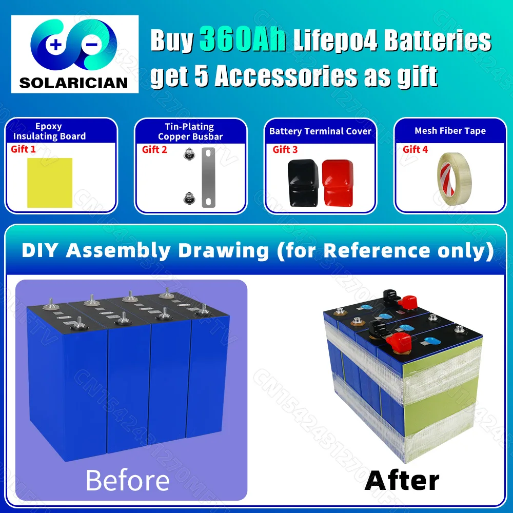 LFP 360Ah LiFePO4 Battery 3.2V 10000 Deep Cycle DIY 12V 24V 48V Cell Pack For Home Solar Energy Storage System ESS RV EV Camping
