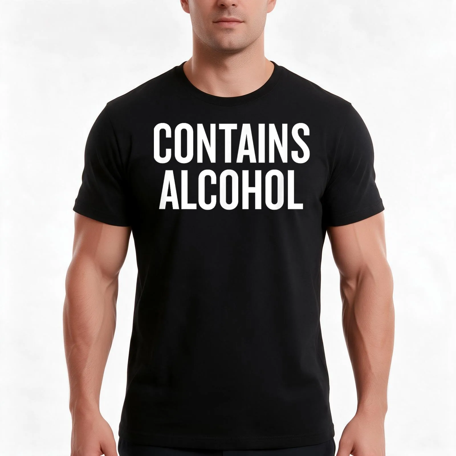 Contains Alcohol Tshirt Funny Drinking T-Shirt Summer Casual Cotton Tee, Unisex Men Women