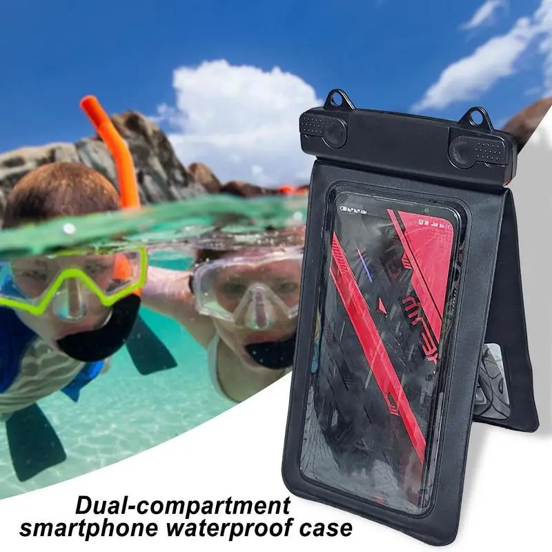 Waterproof Phone Pouch Double Space Underwater Dry Bag IPX8 Underwater Phone Holder Protector For Beach Vacation Travel Cruise