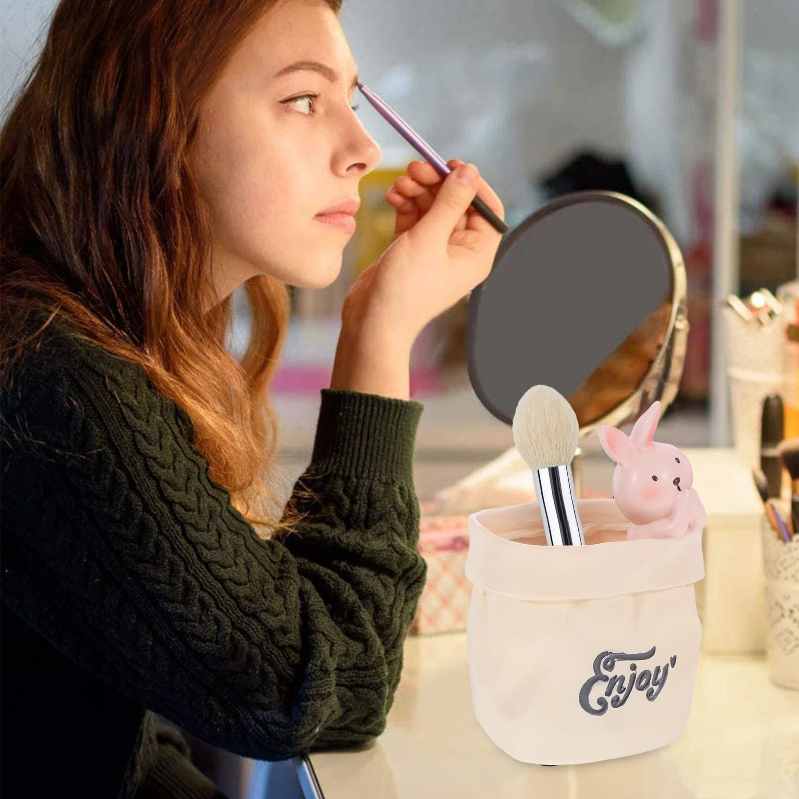 

Rabbit Shaped Pen Holder Cartoon Animal Desktop Organizer For Office School Table Decor Stationery Storage Cup