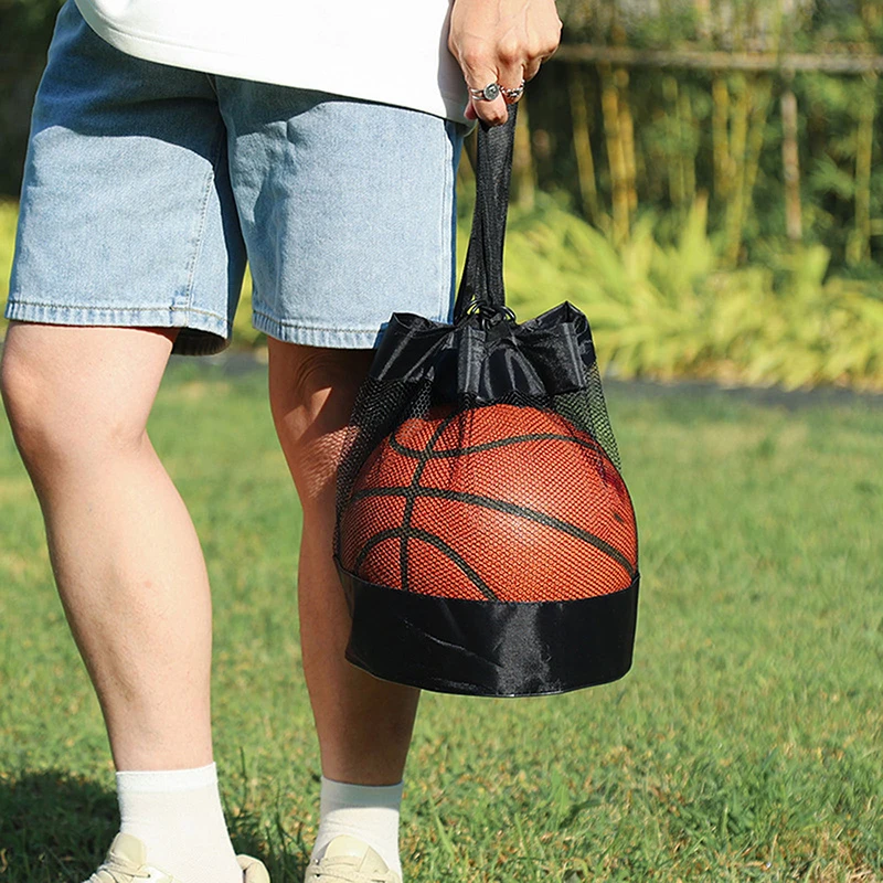 Nieuwe Draagbare Zwarte Basketbal Mesh Tas Outdoor Voetbal Voetbal Opslag Volleybal Rugzak Bal Fitness Trainingstas