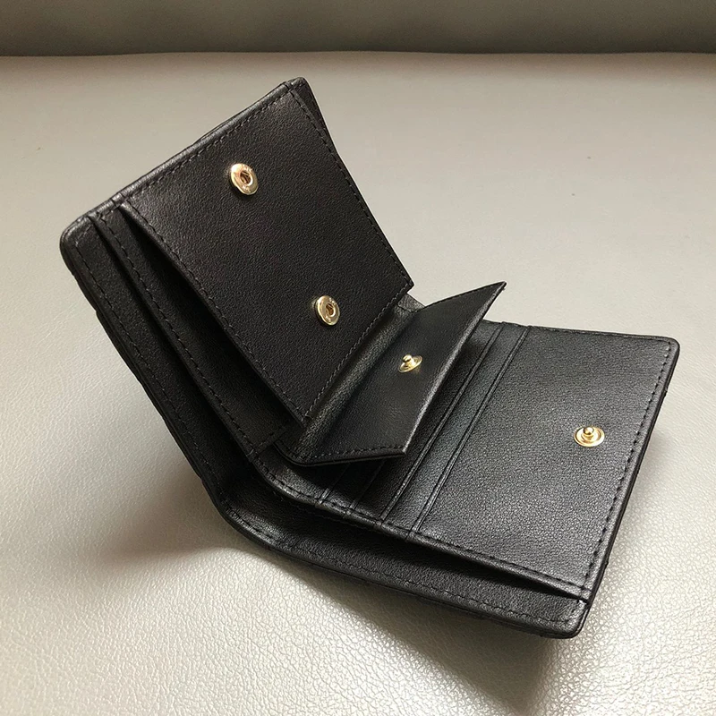 Women Short Small Flap Wallets Fold Card Holder ID Bag Coin Purse Ladies Genuine Leather Premium Fashion Designer Kpop Japan New