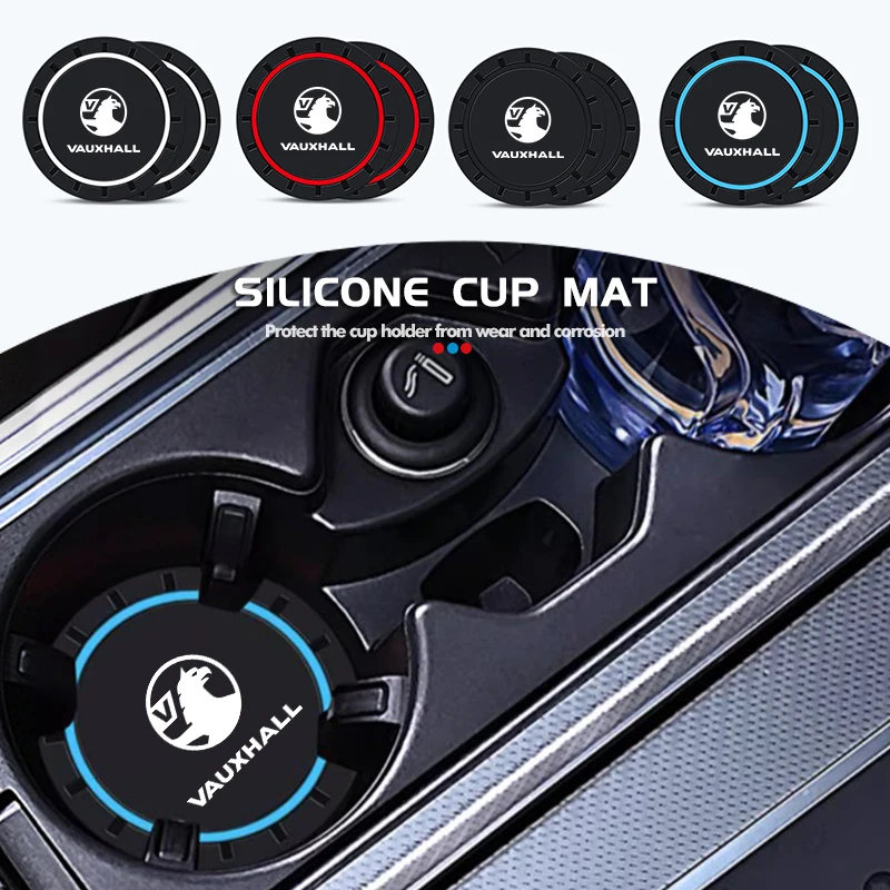 2pcs Car Coaster Water Cup Bottle Mat Silicone Non Slip Pad For Vauxhall VXR8 Insignia Vivaro Zafira Combo Movano Mokka GSe
