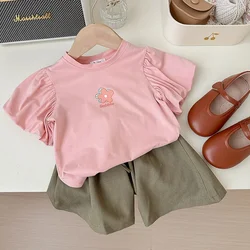 2-8T Toddler Kid Baby Girl Clothes Set Summer Short Sleeve T Shirt Top Shorts Set Cotton 2pcs Outfit Set