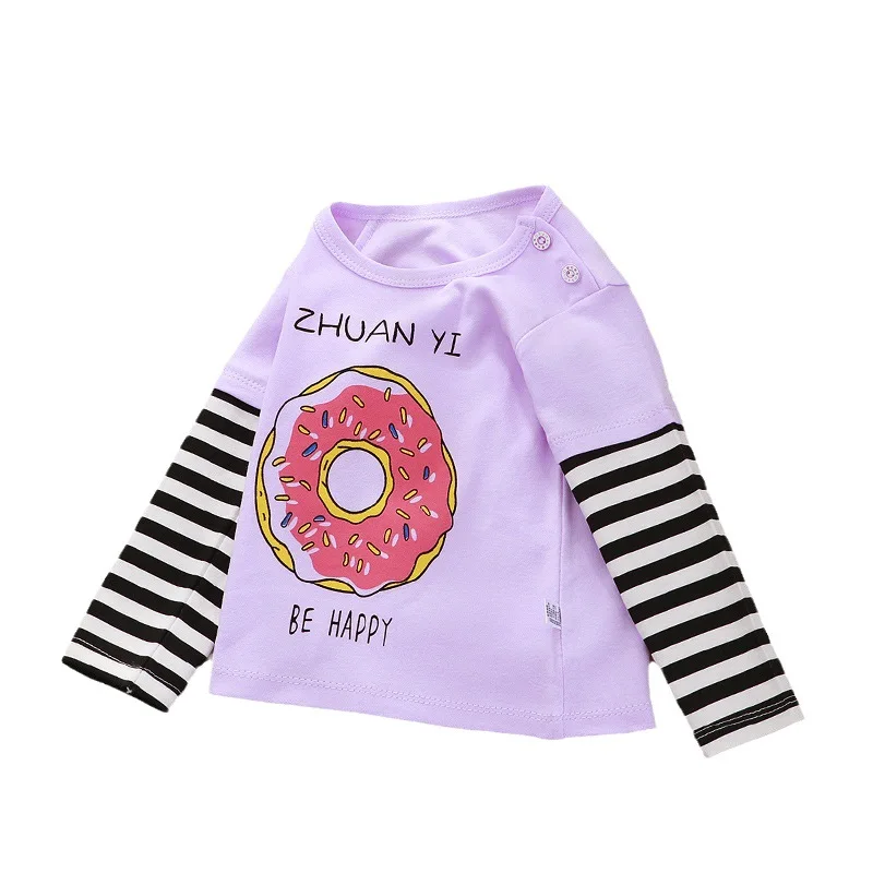 Spring Autumn Children Cotton Long-sleeve T-shirt Boys Girls Base Shirt Baby Soft Breathable Inner Shirt Kids Campus Casual Wear