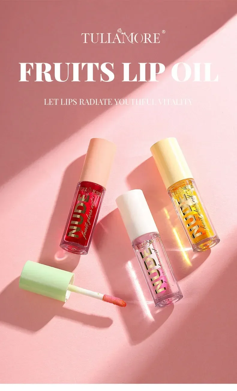 Nude Lip Gloss, Mirror Pearl Lip Gloss, Moisturizing Candy Lip Stain, 4 Natural Shades, Sheer Lip Oil for Bare-Face Makeup