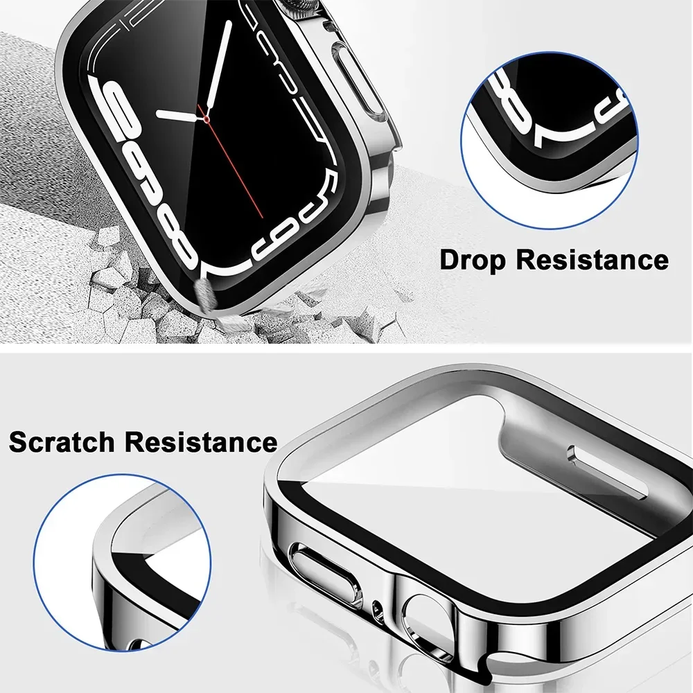 2 Stück wasserdichte Hülle für Apple Watch 7 8 9 45 mm 41 mm-44-40 mm Stoßstangen-Displayschutzfolie 2 PACK Kantenabdeckung iWatch 5 SE 6 Zubehör