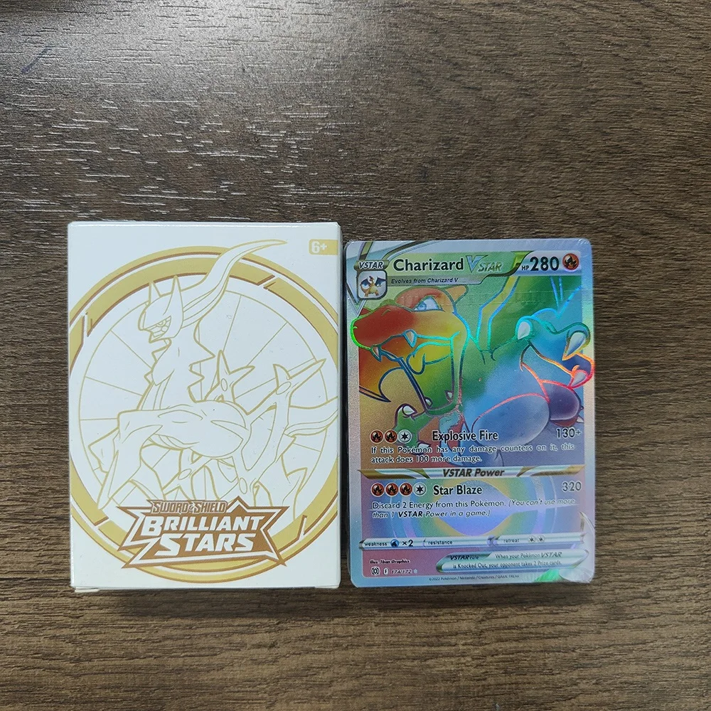Pokemon Cards Arceus Charizard Pikachu Flash Card GX VMAX Hologram Game Battle Trading Kid Collectible Transaction Card Toy Gift