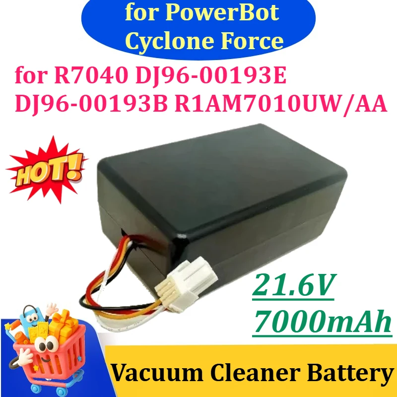 21.6V 7000mAh for Samsung for PowerBot Cyclone Force R7040 DJ96-00193E DJ96-00193B R1AM7010UW/AA Robot Vacuum Cleaner Battery