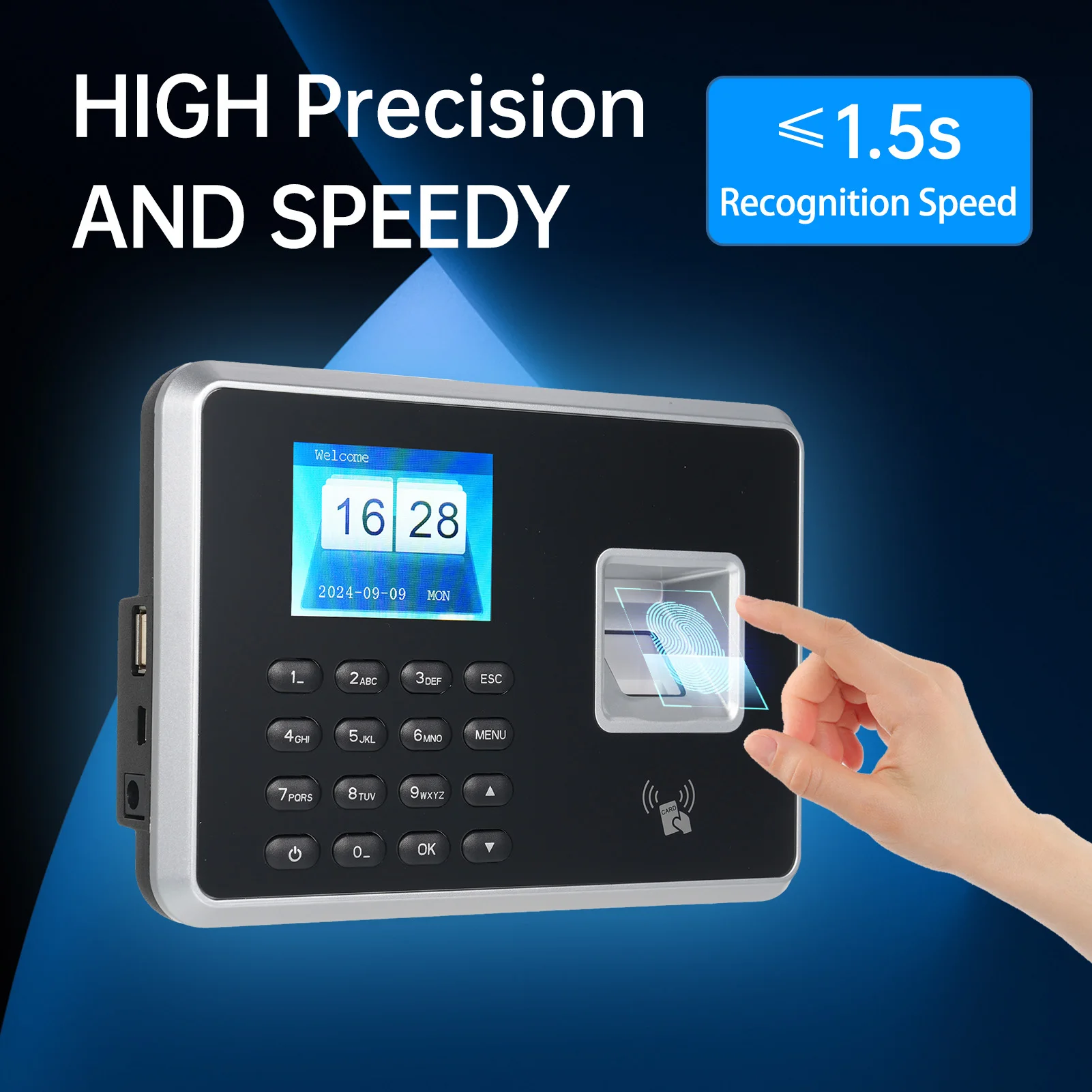 

Biometric Time Clock Attendance Machine for Employees Biometric In and Out Punching Support 1000pcs Fingerprint Recognition