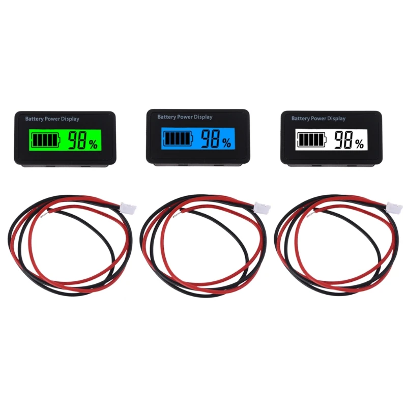 12V 24V 48V Digital Battery Capacity Display Universal LCD Car Motorcycle Lead-acid Lithium Battery Voltmeter