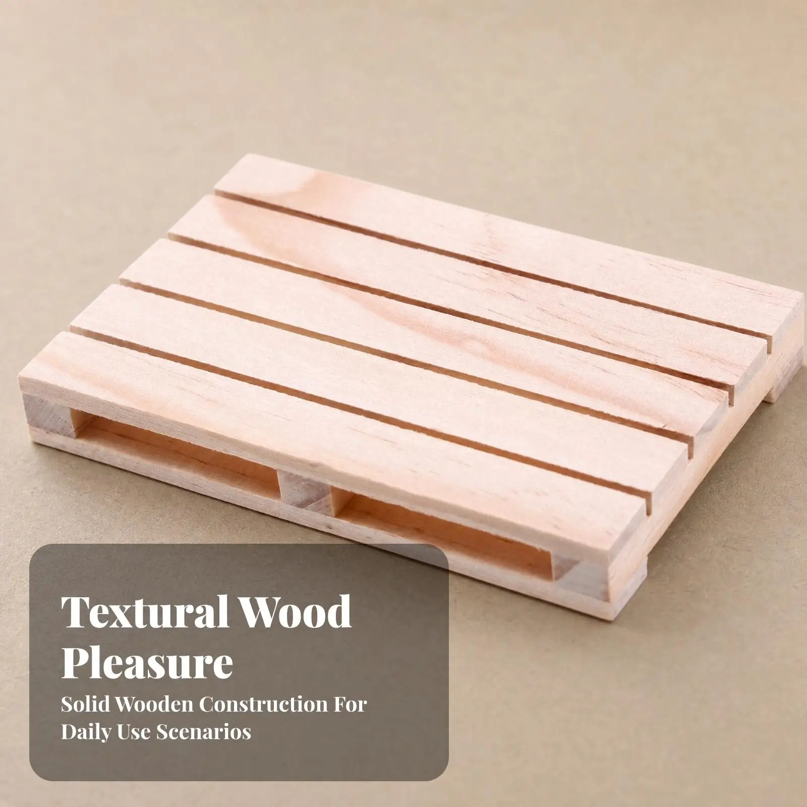 Natural Wood Mini Composite Coaster Slatted Tray for 1 12 Scale Dollhouse Accessories