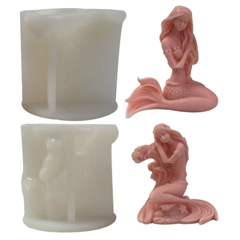 

Silicone Mold Durable 3D Mermaids Scenteds Resin Mold Gypsum Ornaments Mold DIY Plasters DropShipping