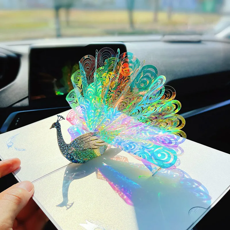 

1 pcs Pop up Sparkling Peacock 3D Stereoscopic Card New Dreamy Creative New Year Birthday Universal Blessing Card Christmas gift