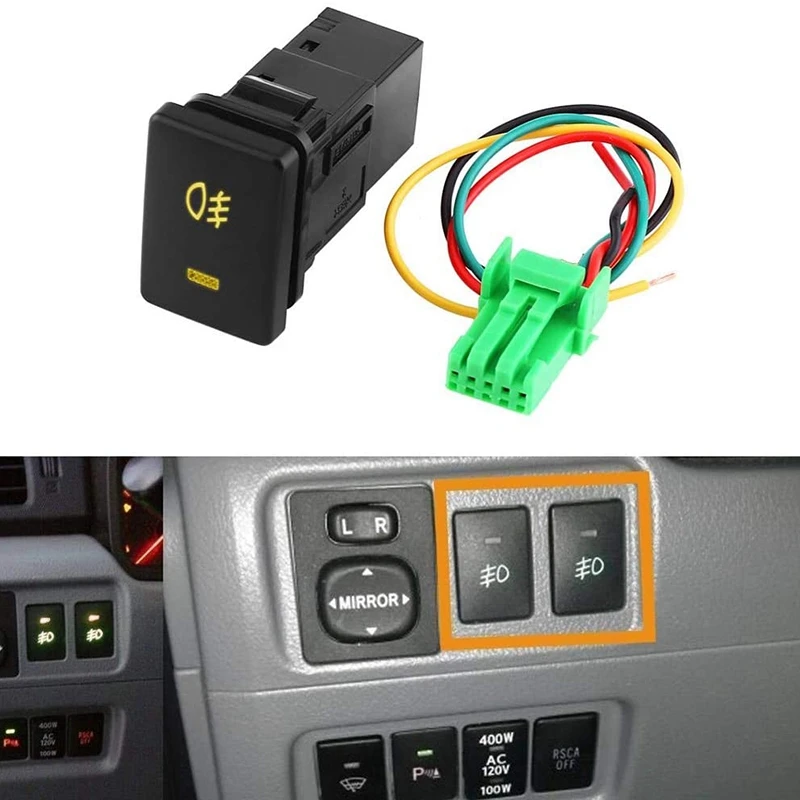 4-Pole 12V Push Button Switch With LED Background Indicator Lights For Fog Lights DRL LED Light Bar(33X22mm)