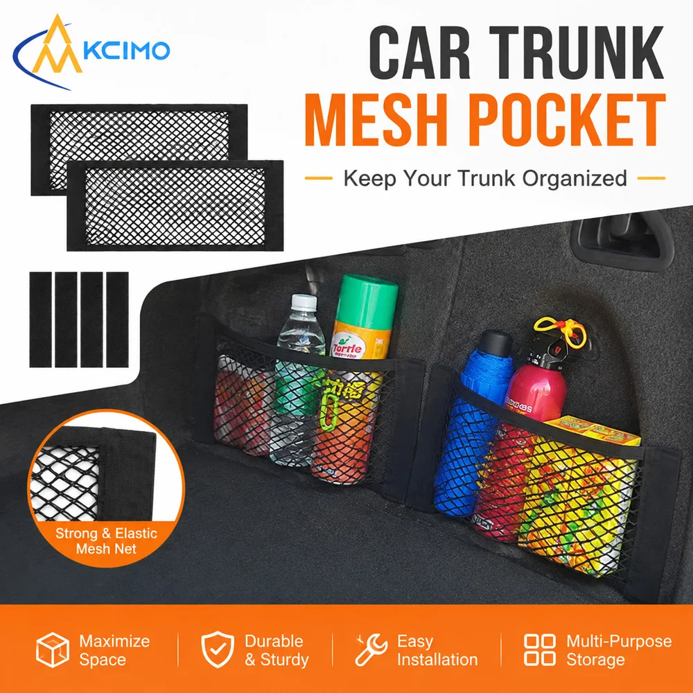Car Back Seat Elastic Storage Mesh Bag Heavy Duty Trunk Storage Cage Prevent Cargo Rolling Shock Fixing Net Car Interior Storage