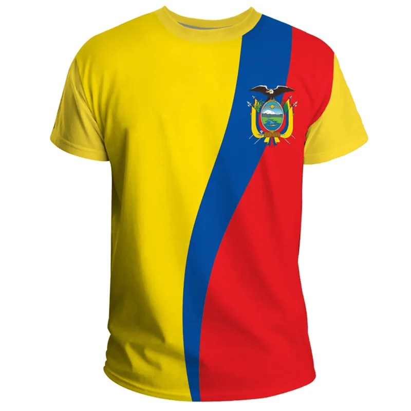 Hip Hop T Shirts Men Women Ecuador Flag Casual Tee Shirt Ecuadorian National Emblem 3D Printed Breathable Short Sleeve Gym Tops