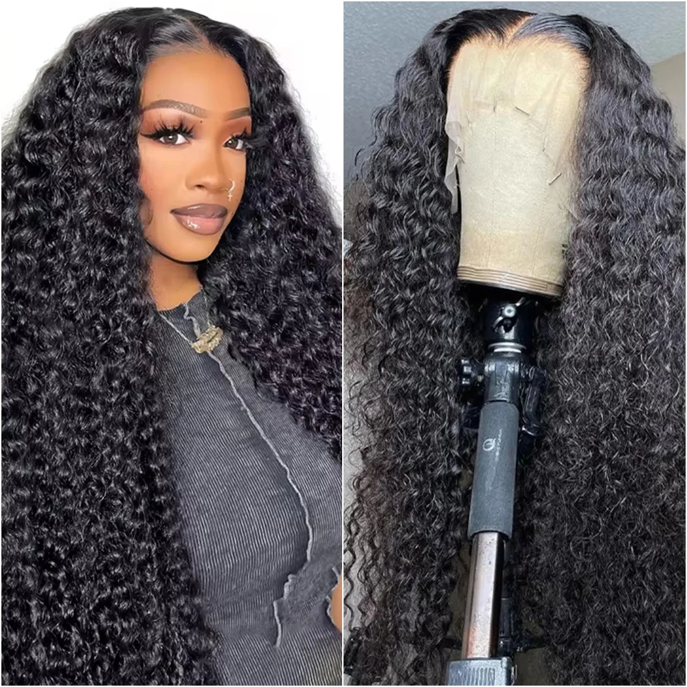 

36 38 Inches Curly Lace Front Human Hair Wig for Black Women Pre Plucked Transparent 360 Deep Wave Frontal Wig 13x6 Hd Lace Wigs