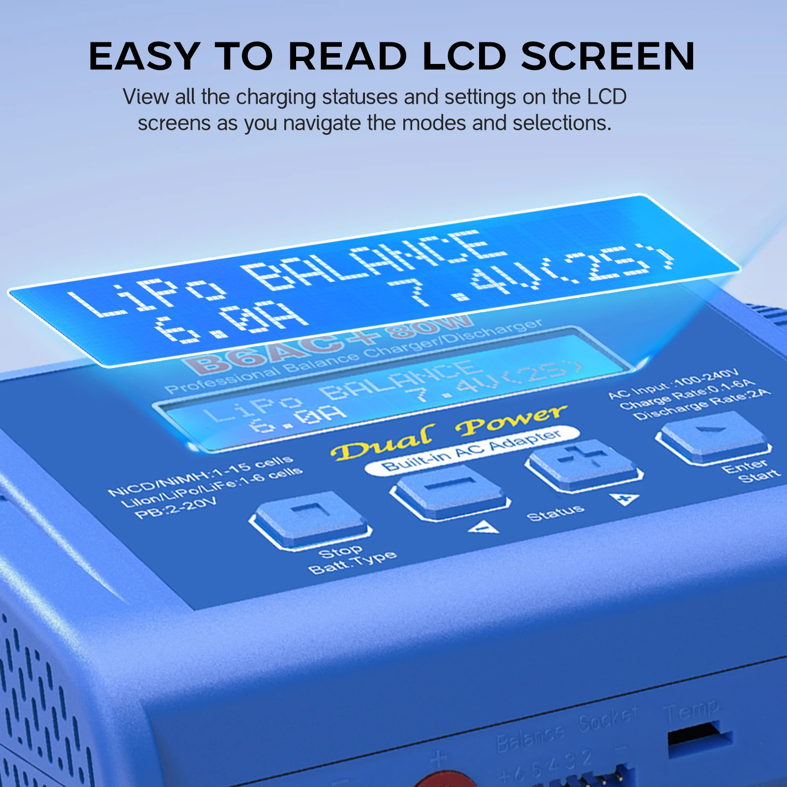 iMAX B6AC + شاحن بطارية 15 فولت 6A المدمج في محول يبو NiMh ليثيوم أيون Ni-Cd الرقمية RC شاحن ميزان شاحن ليبرو مفرغ