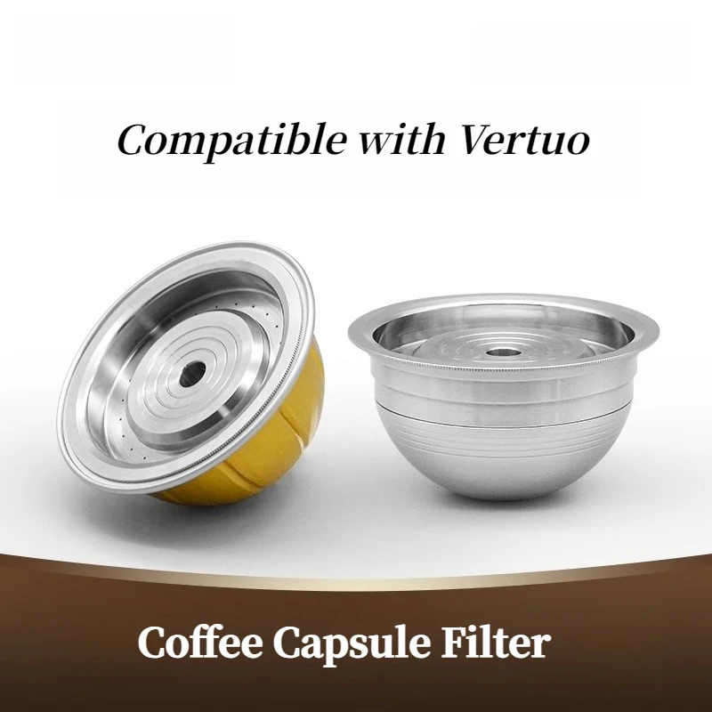 304 Stainless Steel Reusable Coffee Capsule Shell Refillable Filter Pod Set Compatible with Vertuo