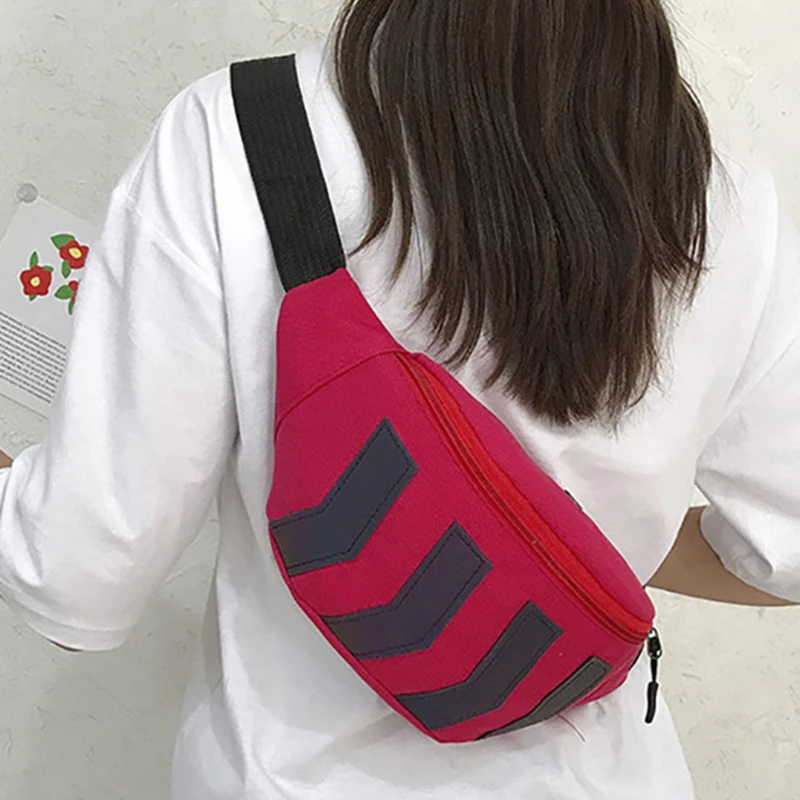 Canvas Waist Bag 2023 Fanny Pack with Earphone Hole Reflective Strip Hip Bum Banana Bags Waistbag Women Men Travel Phone Holder