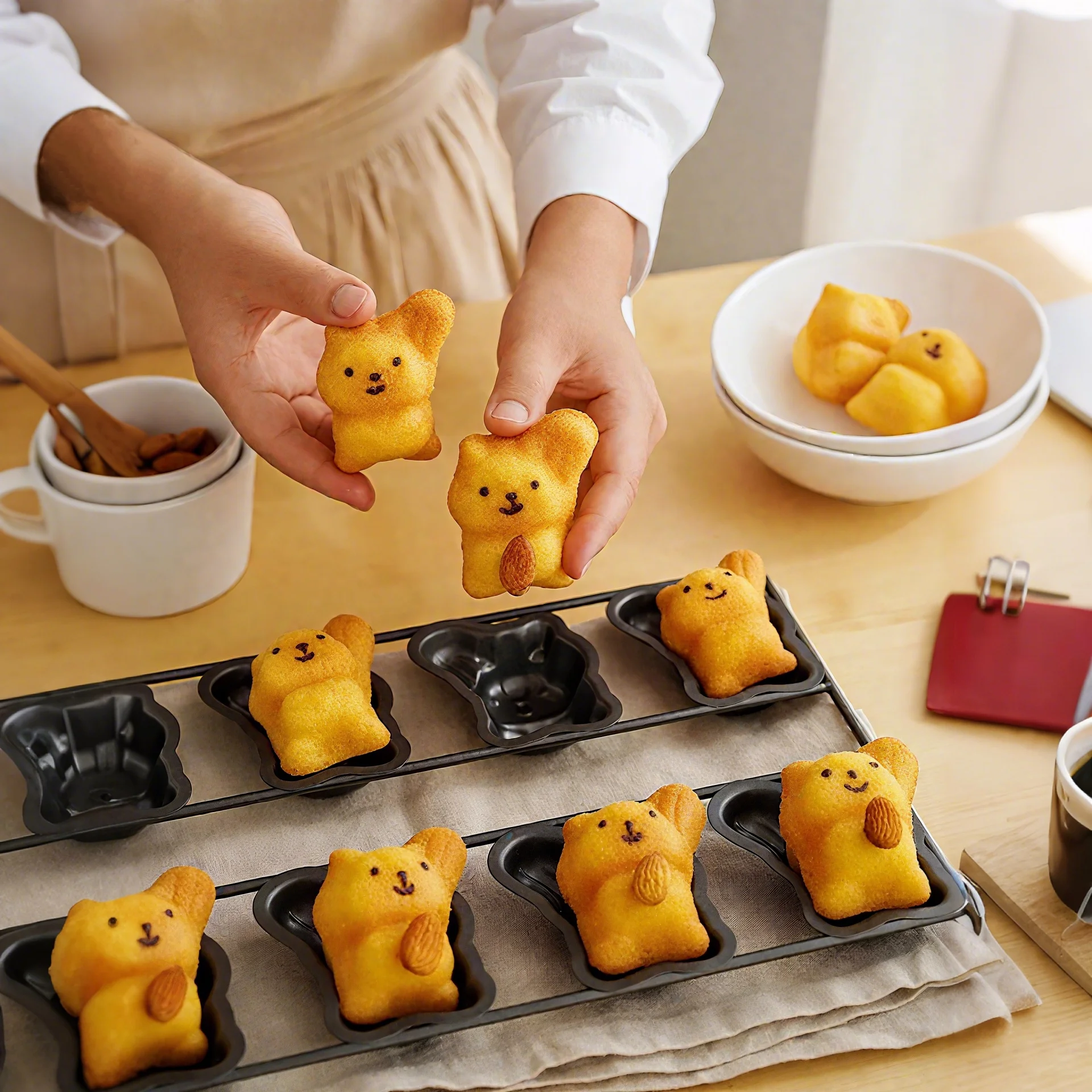 8-Cavity Eichhörnchen Madeline Kuchenform Metall Gelee Dessert Backform Hitzebeständige Küche Gebäck Backformen Backzubehör