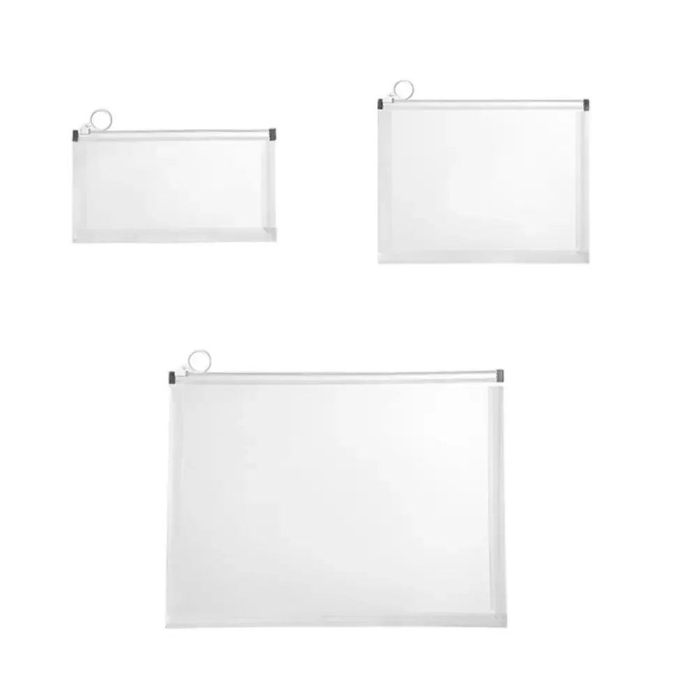 Tas File A4/A5/A6 Sederhana Desain Ritsleting Folder Dokumen Tahan Air Hadiah Folder File Transparan Genggam