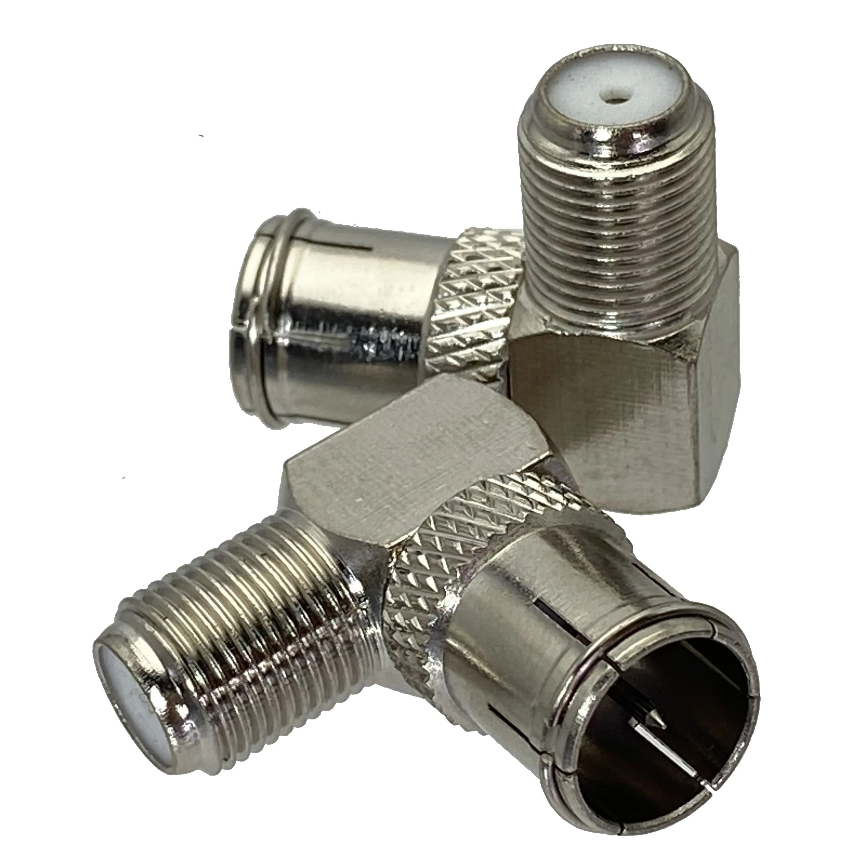 1pcs Quick Slide-on Push-on F TV Male Plug to F TV Female Jack in Series Right Angle RF Adapter Connector Wire Terminals