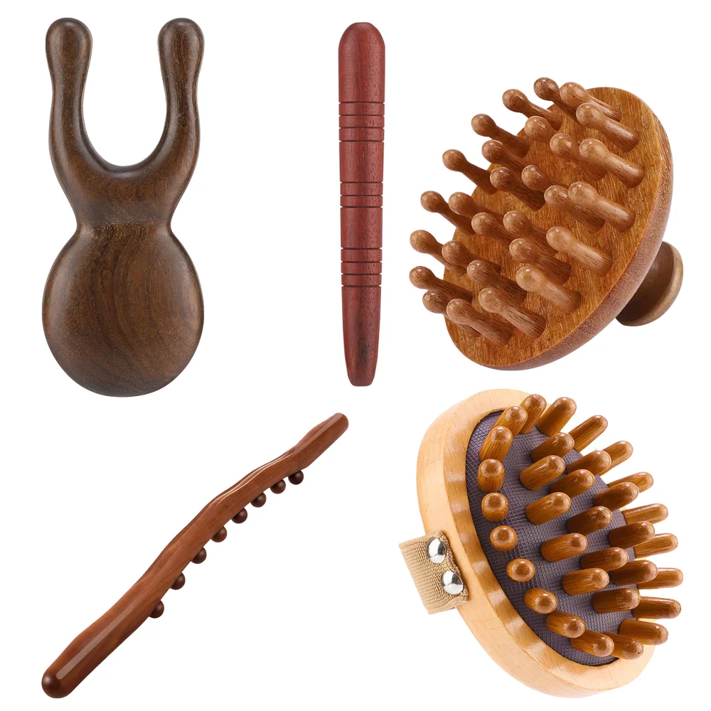 

Многофункциональная древесная массажная расческа, массажер для носа, скалка, универсальная игла для массажа спины, массажная палочка, инструмент для тела Massa