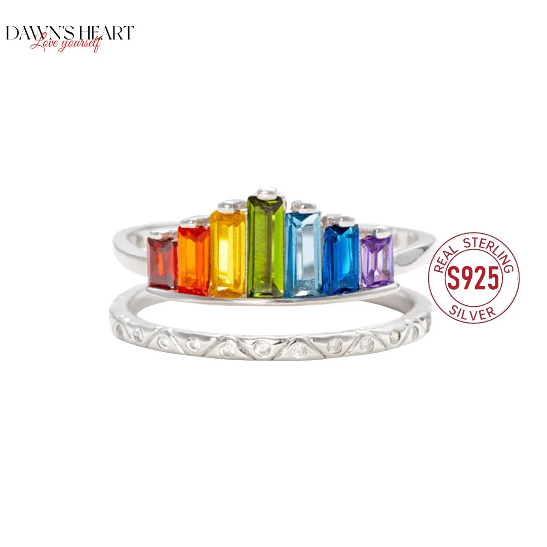 

RAINBOW 925 Silver RING Stackable Adjustable Dropshipping Fashion Opening Finger Rings Gift for Girls Women Gold Silver Color