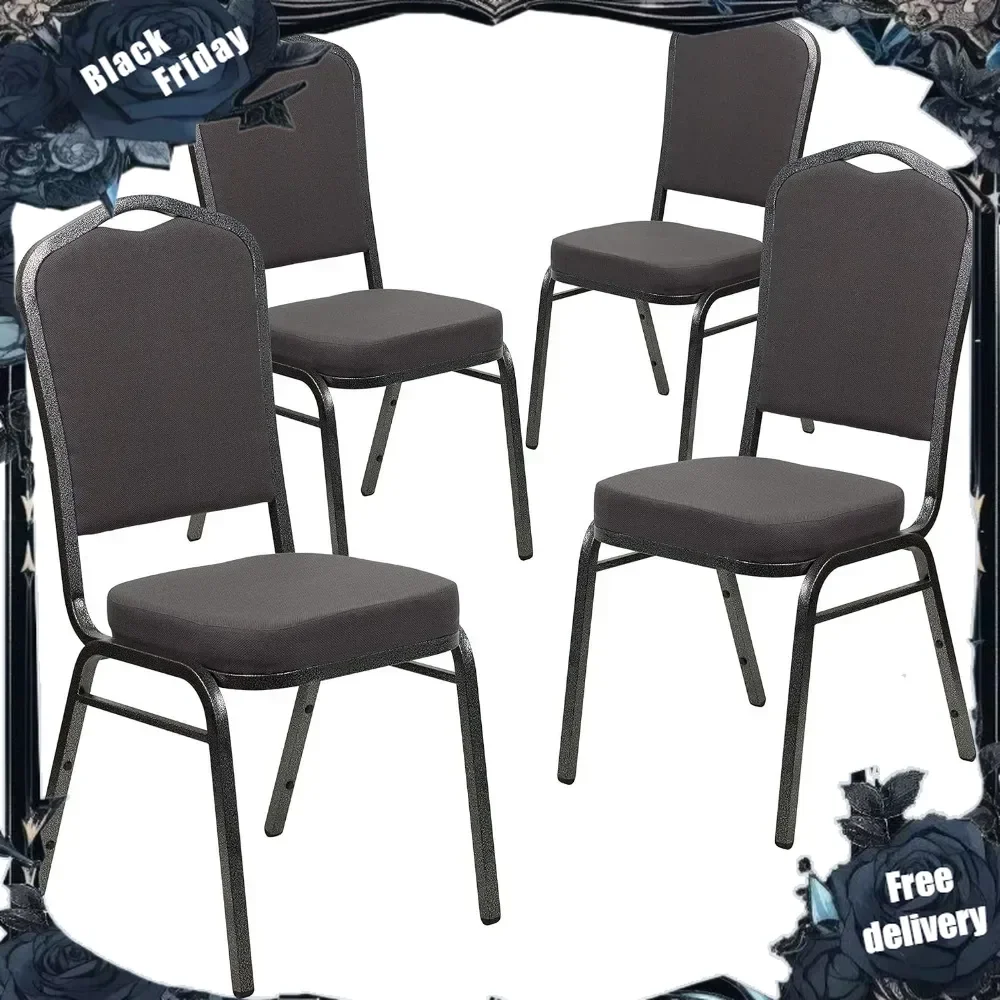 Hercules Series Crown Back Padded Stacking Banquet and Event Chairs, Commercial Event Chairs with Padded Seats/Backs, Set of 4