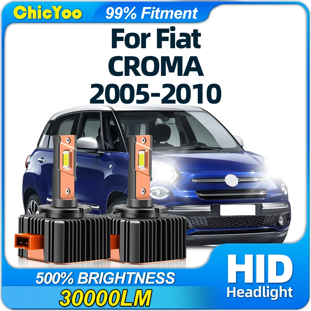 

120W D1S HID Xenon Headlamps 30000LM Turbo LED Headlight 12V 6000K Plug And Play For Fiat CROMA 2005 2006 2007 2008 2009 2010