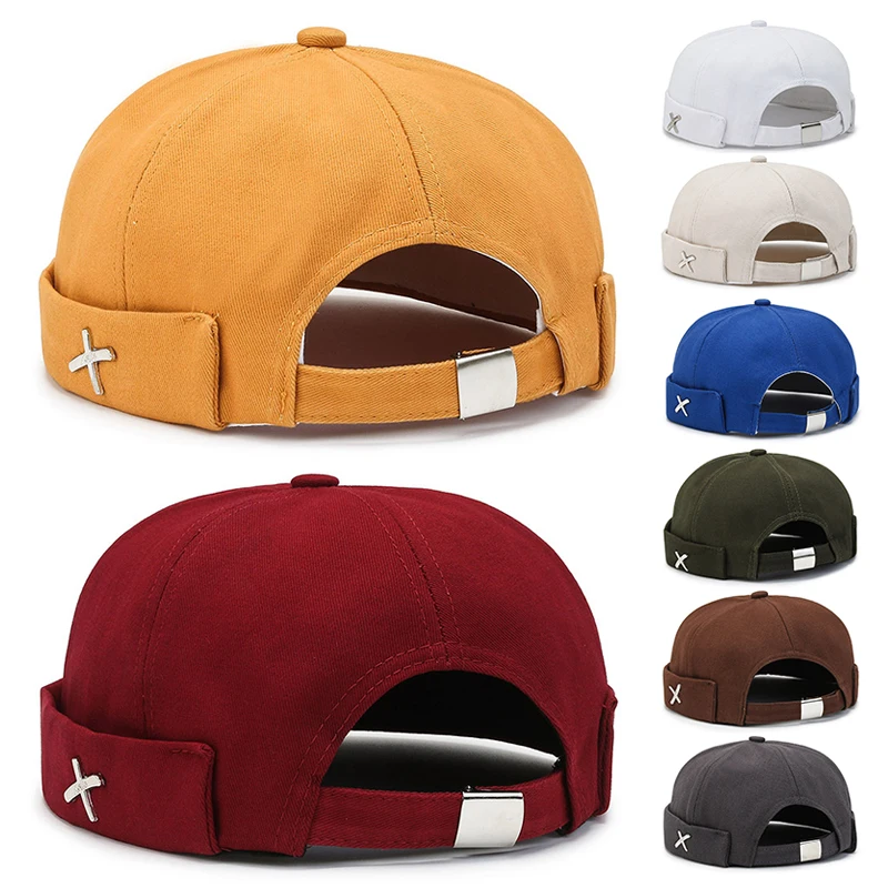 Summer Casual Hip Hop Cap Vintage Dome Hat Mens Solid Color Velvet Beanies For Men Docker Sailor Crimping Brimless Skull Caps 모자