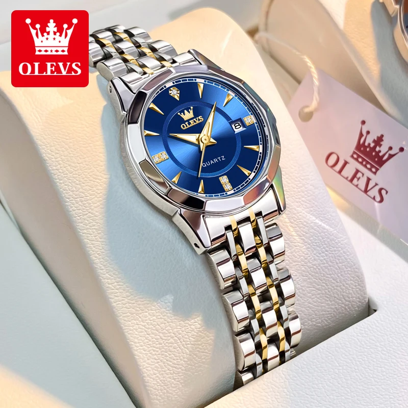 OLEVS 9977 Women Watch Original Simple Calendar Waterproof Watch Luxury Brand Elegant Quartz Watch Women Necklace Bracelet Gift