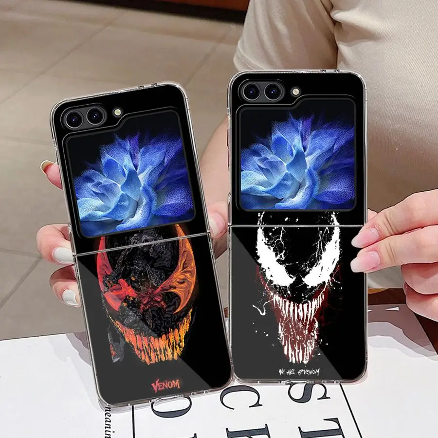 Marvel Venom Hard Phone Cover Case for Samsung Galaxy ZFlip7 ZFlip6 ZFlip4 Z Flip 7 6 5 4 3 ZFlip3 ZFlip5