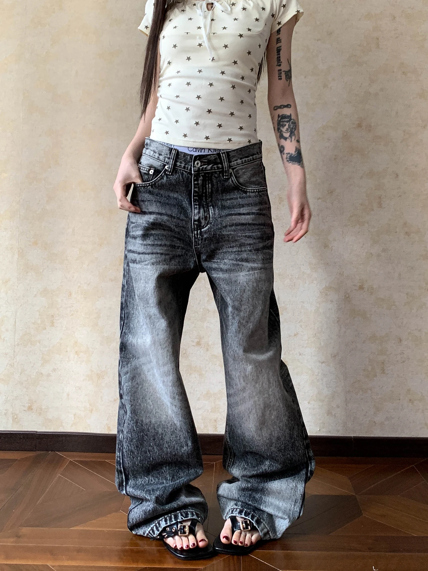 

Apocket American Retro Washed Jeans Men's Straight Leg Long Trousers Slimming Versatile Wear Resistant Cotton Denim