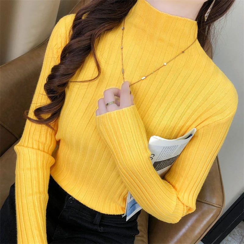 

2023 New Women's Sweater Turtleneck Jumper Knitted Blouses Fashion Ladies Sweaters Winter Long Sleeve Autumn Warm Soft Tops