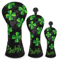 Golf Headcovers voor Driver Head Cover, borduurwerk Lucky Clover, Premium lederen Driver Fairway (FW), houthybride (UT) met nummer