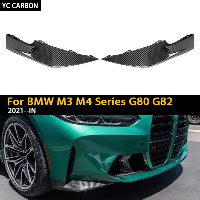 Real Dry Carbon Fiber Front Bumper Lip Canards Diffuser For BMW M3 G80 M4 G82 G83 2021-IN Car Styling Splitters Spoiler
