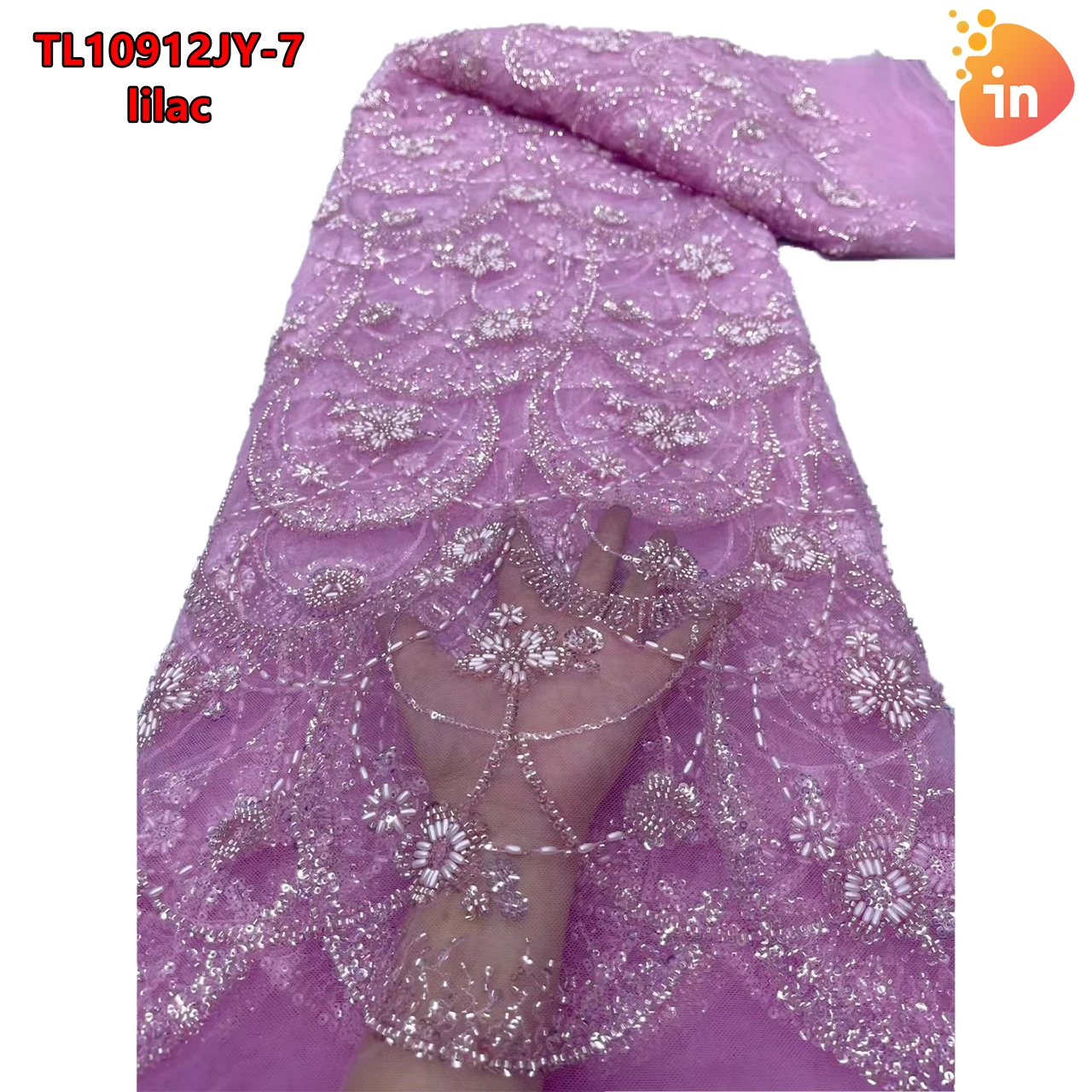 Tessuto di pizzo africano tessuto di pizzo con perline fatto a mano francia paillettes ricamo nigeriano tessuto di pizzo a rete da sposa per cucire TL10912JY