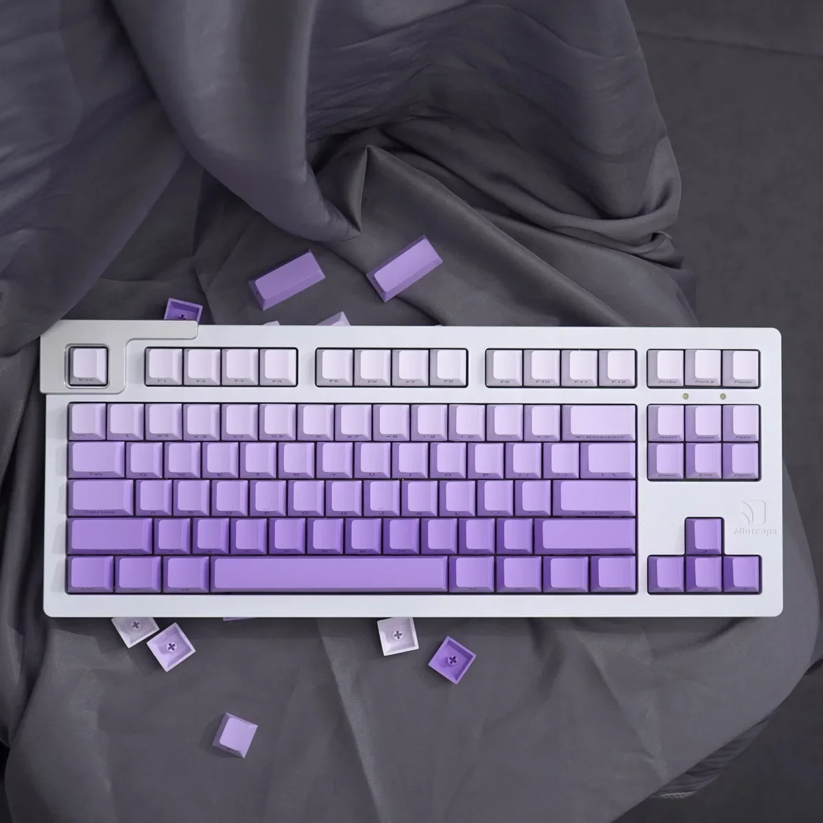 Purple gradual change positive/side engraved 125 key mechanical keyboard keycap PBT hot sublimation original height