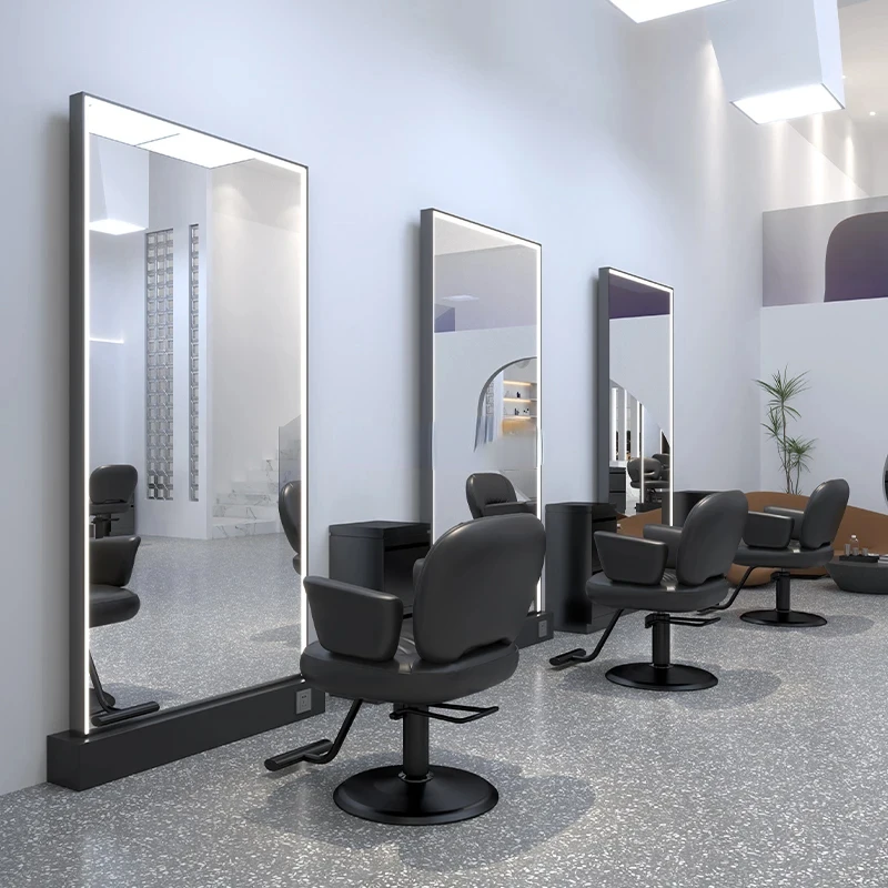 

New Barber Shop with Floor Mirror Hair Salon Single-Sided Mirror for Hair Salon