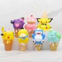 Anime figure Pokemon Ice cream series Psyduck Bulbasaur Gengar Slowpoke Snorlax Pikachu Pichu Anime model doll figure kid gift