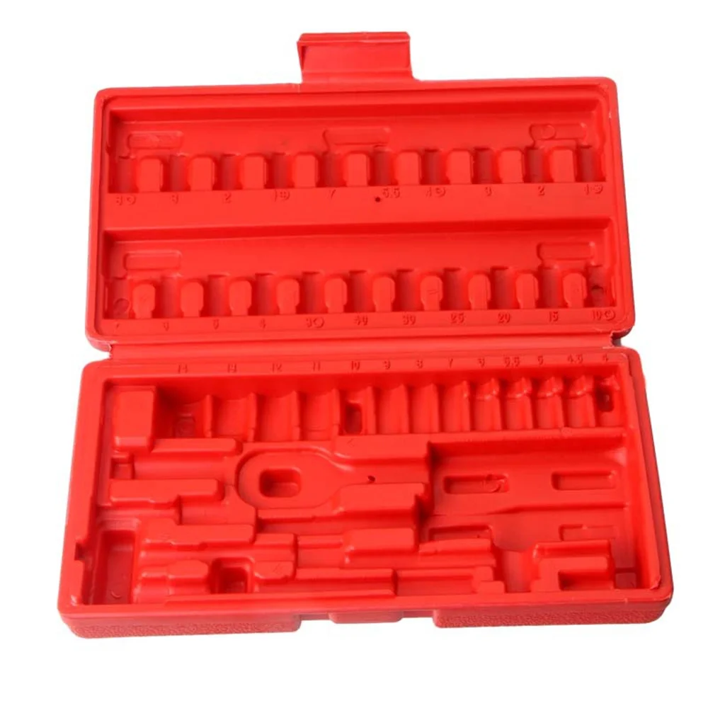 46pcs Set Capacity Empty Box 1/inch 6.35 Ratchet Sleeve Repair Tool Red