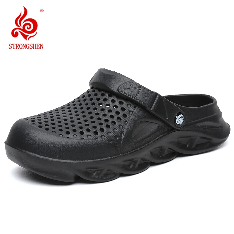 

Мужские садовые сандалии STRONGSHEN, летние дышащие пляжные шлепанцы, плоские Нескользящие сандалии, Тапочки для ванной