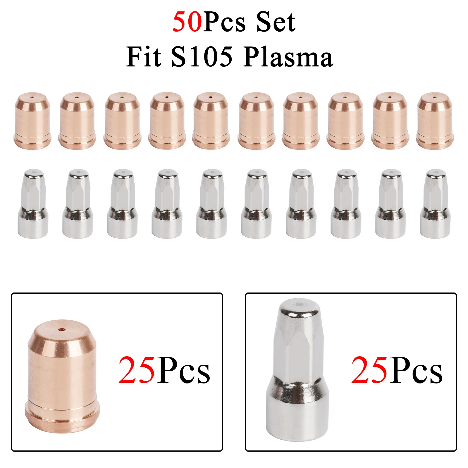 50Pcs S105 Electrode PR0117 Nozzle Tip PD0119 1.2mm / 1.4mm Fit Plasma Cutter Torch Consumables PKG/20