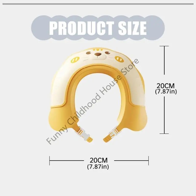 D0LA Urocze niemowlęta ochronne czapki do kąpieli do zabezpieczenia szamponu, regulowany czapka ochronna Kreskówka