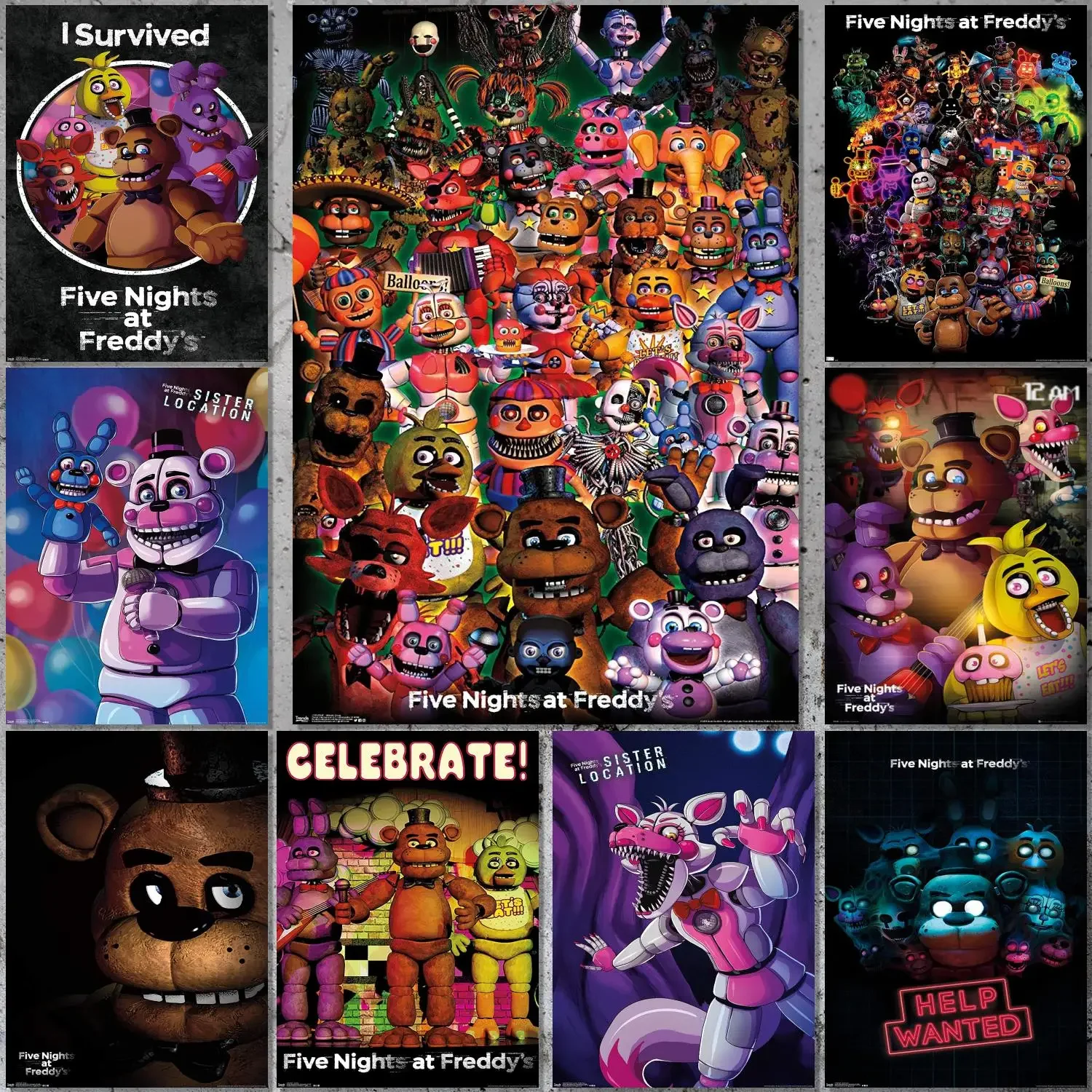 FNAF-Ultimate Group game Poster Canvas Art Poster and Wall Art Picture Print Modern Family bedroom Decor Posters