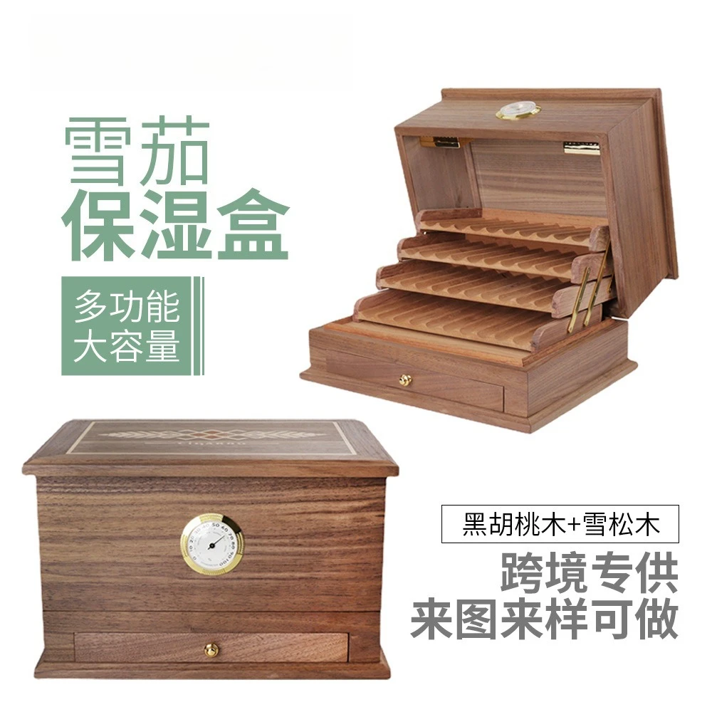 Hot Sale Cross-Border Muxiang Cigar Humidor Cabinet, Large Capacity with Hygrometer & Moisturizer
