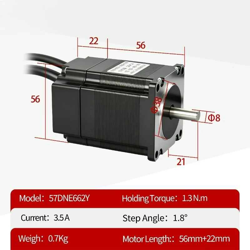 57x57x56+22mm 36V 1.3N.M Hybrid Nema 23 Closed Loop Stepper Motor Driver Encoder CE ISO ROHS Certified for CNC/Robot